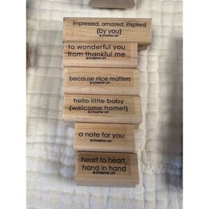 Stampin' Up! Wood Mount Sentiment Stamps Lot of 6 Mixed NEW & Used